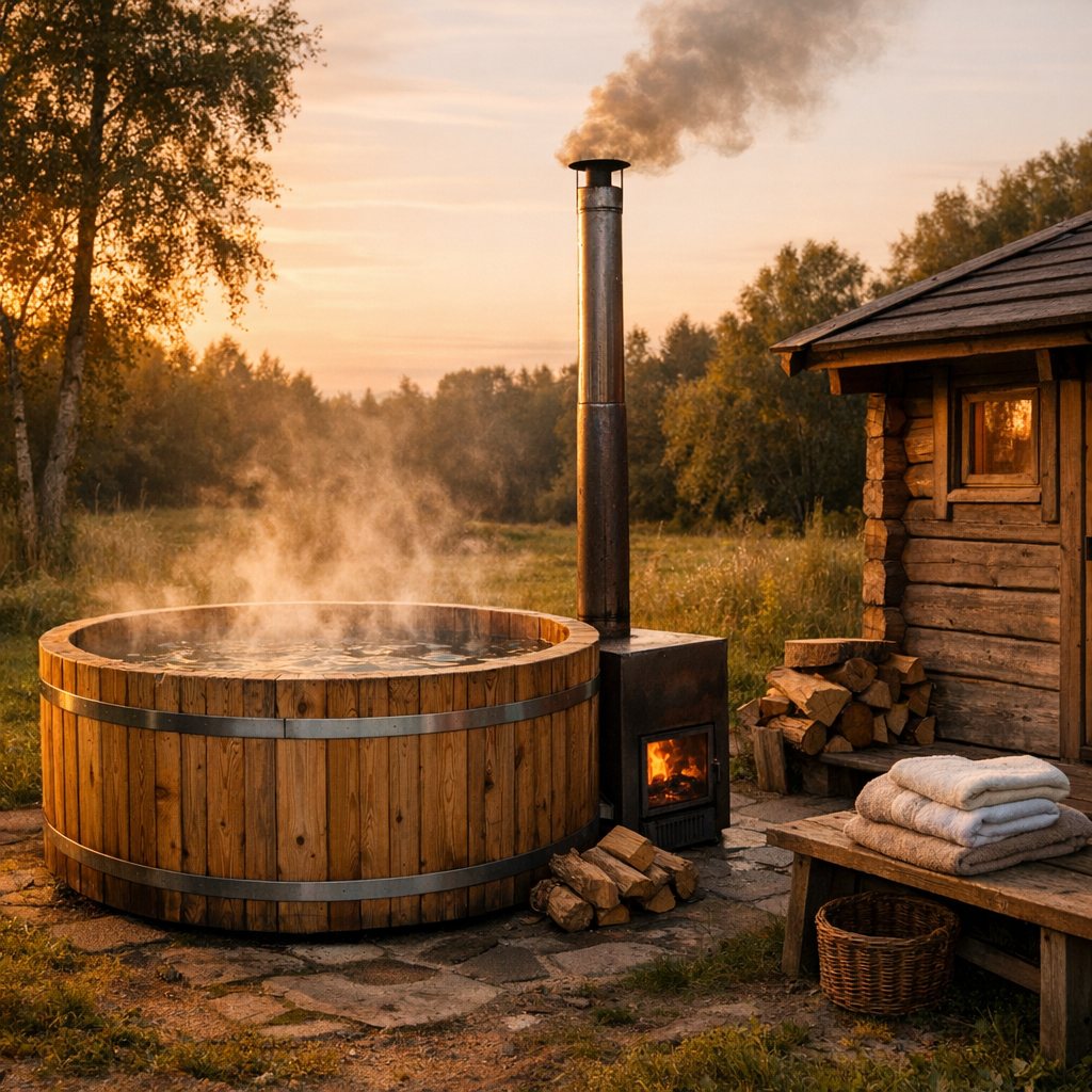 Badezuber und Sauna, Hot tub and sauna