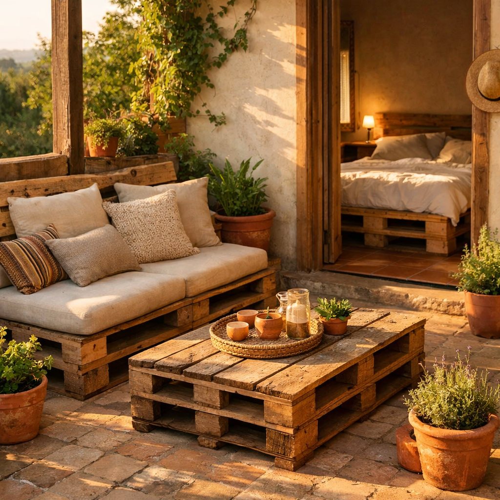 Bänke, Tische und Betten aus Paletten, Benches, tables and beds from pallets