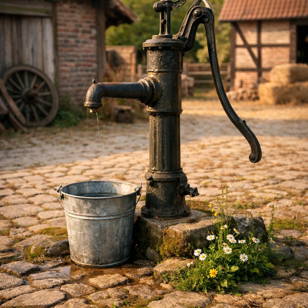 Brunnen und Handpumpe, Well and hand pump